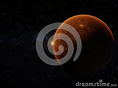 Mercury and the sun seen from orbit Stock Photo