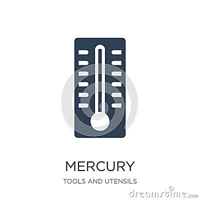 mercury thermometer degrees icon in trendy design style. mercury thermometer degrees icon isolated on white background. mercury Vector Illustration