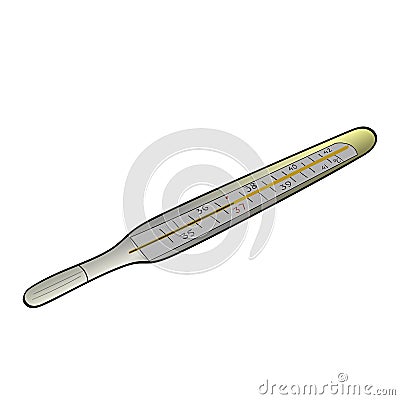 Mercury thermometer. Medical object on white background. Body temperature. vector Vector Illustration