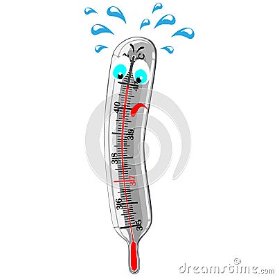 Mercury thermometer showing high temperature Vector Illustration