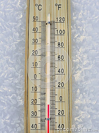 Mercury wooden thermometer Stock Photo