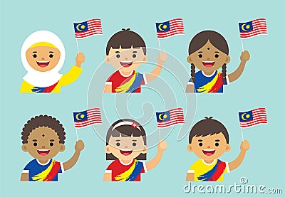 Malaysia Independence Day - Malaysian holding Malaysia flag Vector Illustration