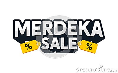 Merdeka Sale (Independence Sale) Indonesia and Malaysia Independence Sale Day Promo Banner, Discount 3D Text Tittle Vector Illustration