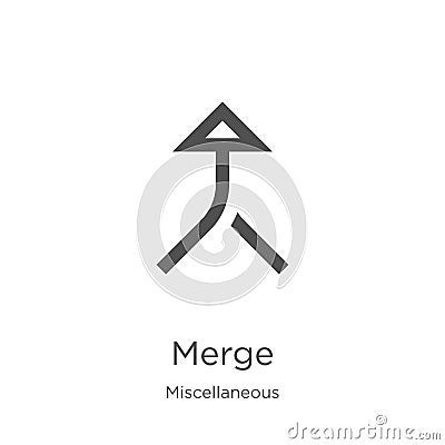 merge icon vector from miscellaneous collection. Thin line merge outline icon vector illustration. Outline, thin line merge icon Vector Illustration