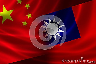 Merged Flag of China and Taiwan Stock Photo