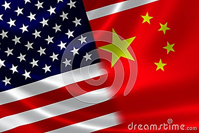 Merged Flag of China and USA Stock Photo