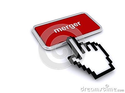 Merger button on white Stock Photo