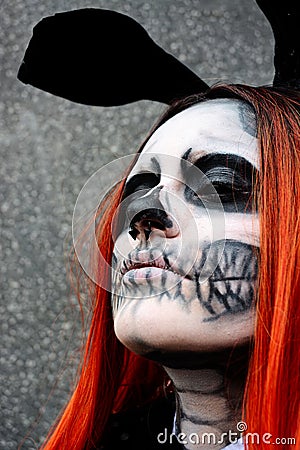Creepy female halloween skull portrait Editorial Stock Photo