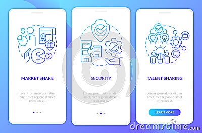 Merger objectives blue gradient onboarding mobile app screen Vector Illustration