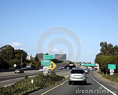 Merging Freeway Traffic Stock Photo