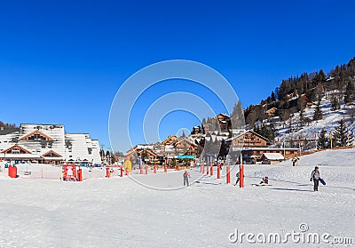 Meribel Ski Resort, Meribel Village Center (1450 m). France Editorial Stock Photo