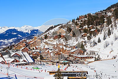 Meribel Ski Resort, Meribel Village Center (1450 m) Editorial Stock Photo