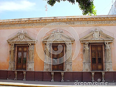 Merida city aged facade in Mexico Stock Photo