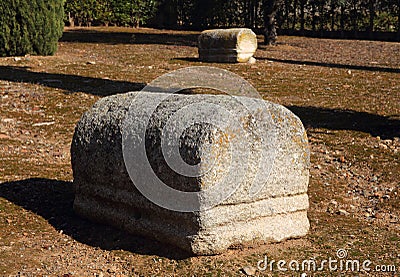 Merida, Extremadura, Spain. Roman gravestone. Stock Photo