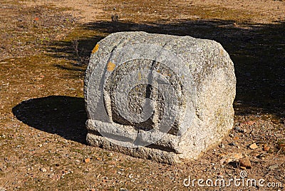 Merida, Extremadura, Spain. Roman gravestone. Stock Photo