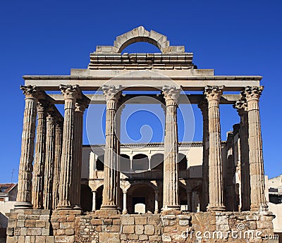 Merida, Extremadura, Spain. Roman temple. Stock Photo