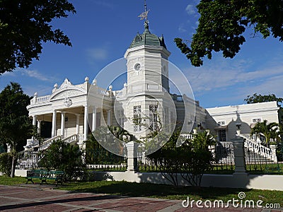 Merida Mexico city view colonial houses paseo montejo and art Stock Photo