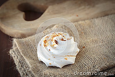 Meringue with toasted almonds Stock Photo