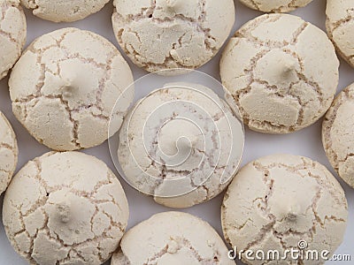 meringues on a white background. pattern. flat lay Stock Photo