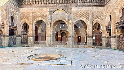 Court of the Madrasa Bou Inania in Fez, Morocco, Africa Editorial Stock Photo