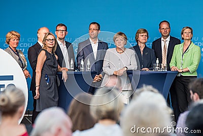 Merkel and the Berlin CDU Party candidates Editorial Stock Photo