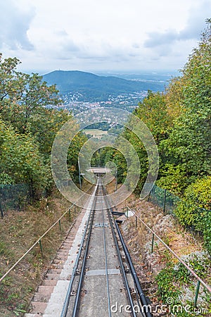 Merkurbergbahn funicular leading to Merkurberg hill in Baden Baden, Germany Stock Photo