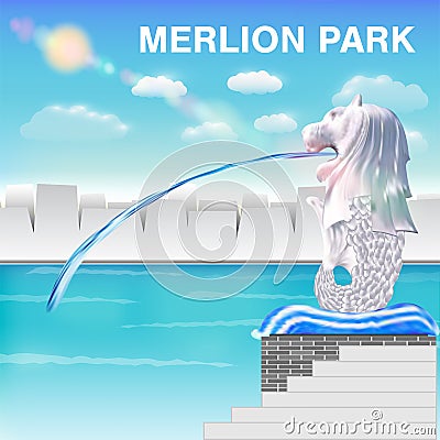 Merlion statue icon of singapore vector eps10 Vector Illustration