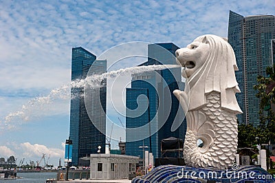 Merlion statue, landmark of Singapore Editorial Stock Photo