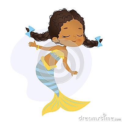 Mermaid African Character Beautiful Girl Sea Nymph Vector Illustration