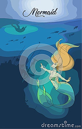 Mermaid Art Illustration Stock Photo