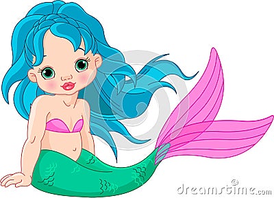 Mermaid baby Girl Vector Illustration