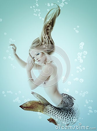 mermaid beautiful magic underwater mythology being original photo compilation Stock Photo