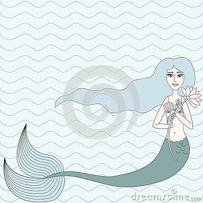 Mermaid with blue hair Stock Photo