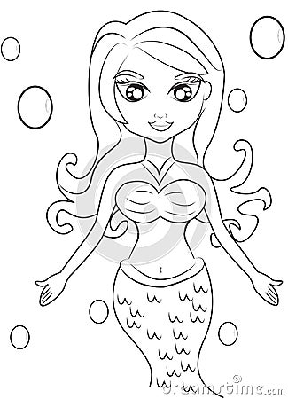 Mermaid Coloring Page Stock Illustration - Image: 51088961