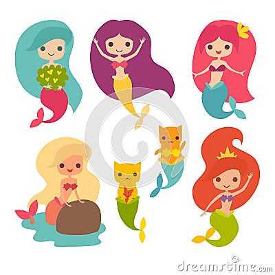 Mermaid girls vector illustration Vector Illustration