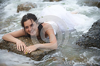 Mermaid (happy bride portrait) Stock Photo