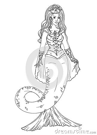 Mermaid. Isolated on white background. Vector Illustration