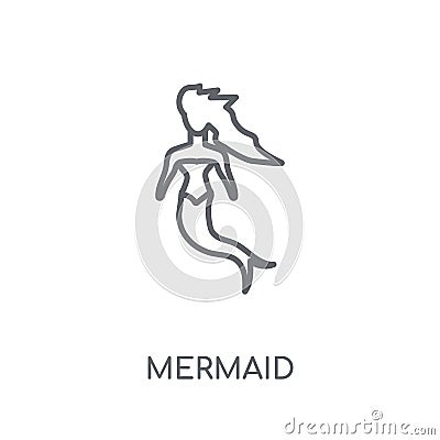 Mermaid linear icon. Modern outline Mermaid logo concept on whit Vector Illustration