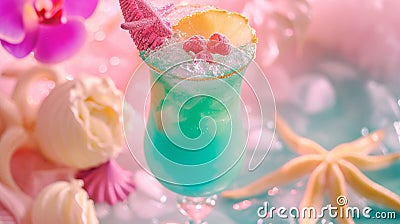 Mermaid Melody cocktail Royal Restaurant. Generative Ai Stock Photo