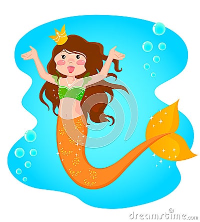 Mermaid princess Vector Illustration