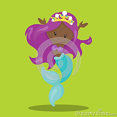 MERMAID PRINCESS VIOLET DARK 06 Vector Illustration