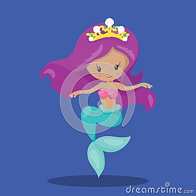 MERMAID PRINCESS VIOLET LIGHT 03 Vector Illustration