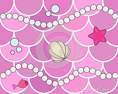 Mermaid scales seamless background pattern. Pink fish scales wit Vector Illustration