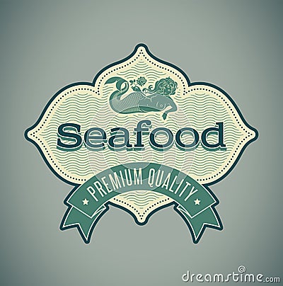 Mermaid seafood label Vector Illustration