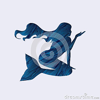 Mermaid sitting shape Vector Illustration