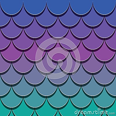 Mermaid tail pattern. Paper cut out 3d fish skin background. Bright spectrum colors. Stock Photo