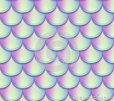 Mermaid tail scales vector seamless pattern. Holographic bright fish texture Vector Illustration