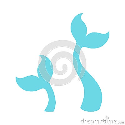 Mermaid tail. Silhouette of whale tail icon. Fish tail. Vector Vector Illustration