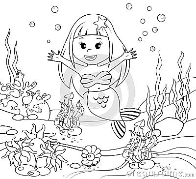 Mermaid. Underwater world Vector Illustration
