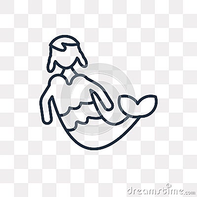 Mermaid vector icon isolated on transparent background, linear M Vector Illustration